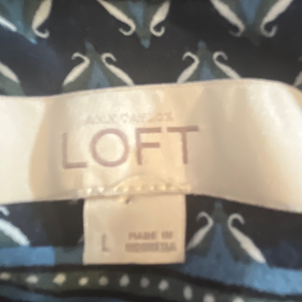 LOFT Navy Floral Henley Tunic with Floral and Strawberry Print - Picture 4 of 10